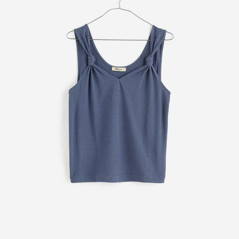 Madewell Blue Knotted Strap Tank